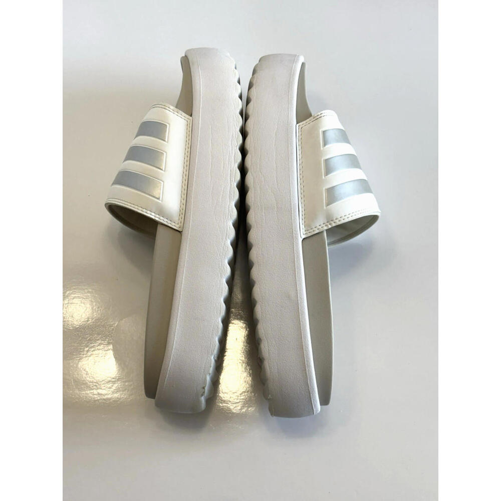 Adidas Adilette Platform Sandal IE9703 Women's 9 White/Metallic Comfort Slides - Picture 7 of 15
